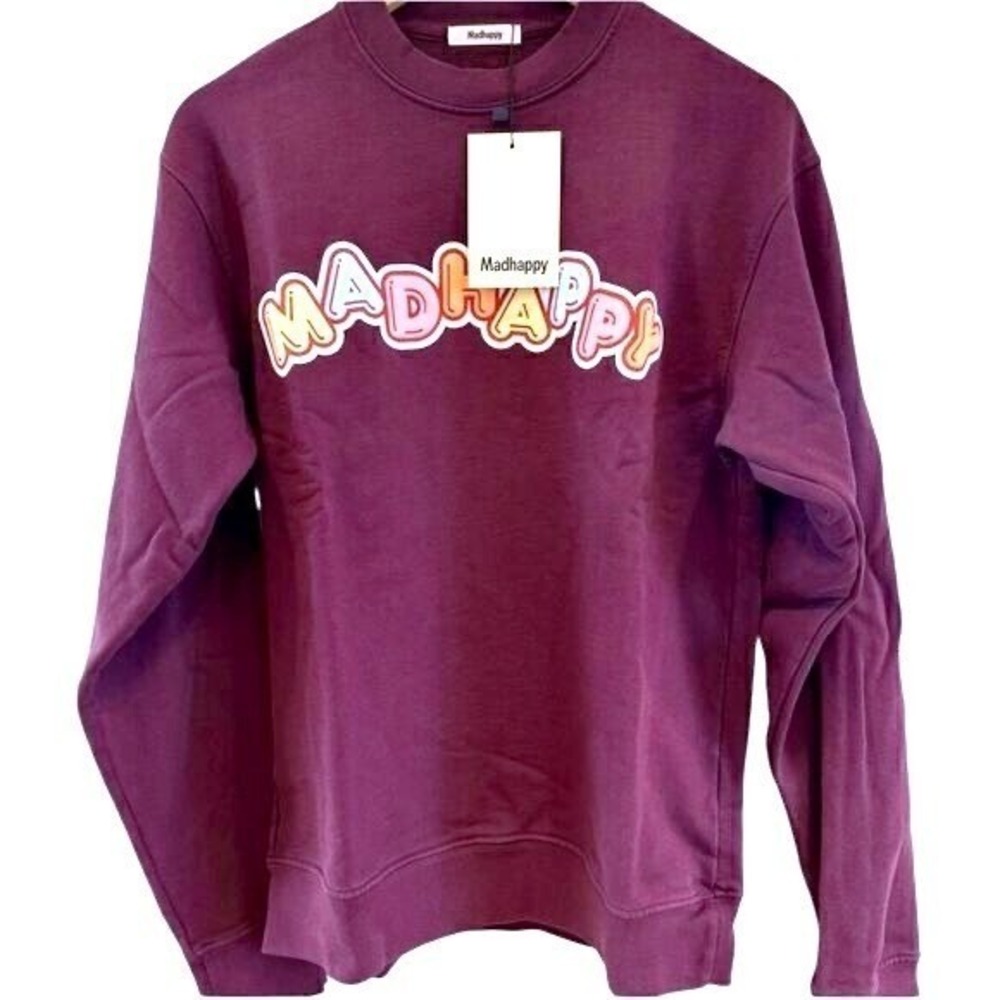 NWT MadHappy Crush Universal Crewneck in Port Candy Block Letters